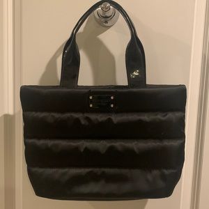Kate Spade Black Satin Puffed Tote Handbag